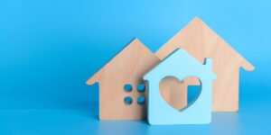 wooden cutouts of houses