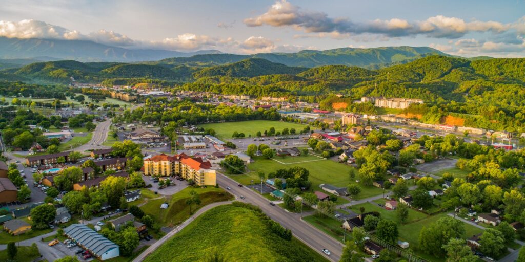 aerial view of sevierville, tn
