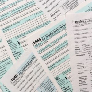 tax documents spread out